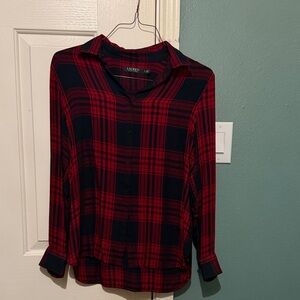 Lauren Ralph Lauren Women's Red and Black Plaid Button Down Shirt